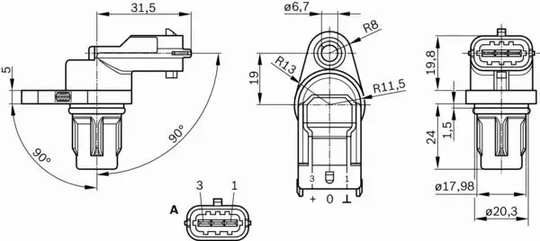 BOSCH CZUJNIK POŁOŻENIA WAŁKA 0 281 002 667 