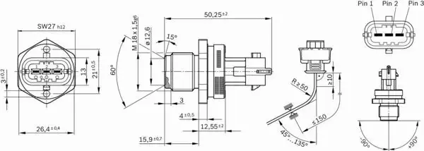 BOSCH CZUJNIK CIŚNIENIA PALIWA 0 281 002 907 