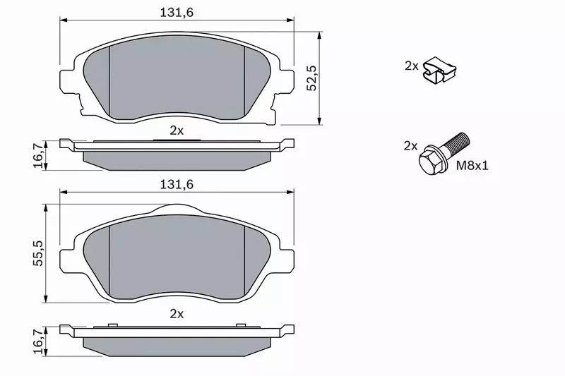 BOSCH TARCZE + KLOCKI OPEL CORSA C Z ABS  PRZÓD 