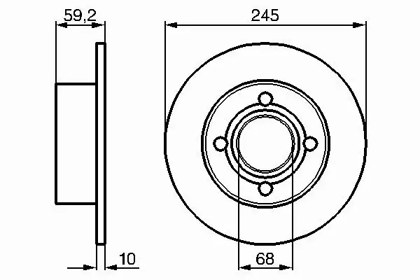 BOSCH TARCZE+KLOCKI TYŁ AUDI 80 B4 / COUPE 245MM 