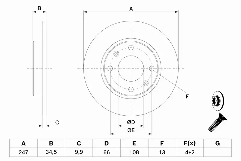 BOSCH TARCZE HAMULCOWE PRZÓD 0 986 479 C54 