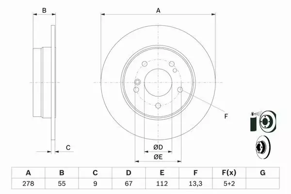 BOSCH Tarcze tył MERCEDES W124 W202 W203 W210 CLK 