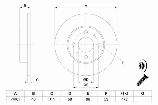 BOSCH TARCZE+KLOCKI PRZÓD FIAT PANDA CINQUECENTO  