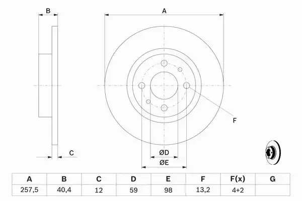 BOSCH TARCZE + KLOCKI FIAT PUNTO II BRAVO PRZÓD 