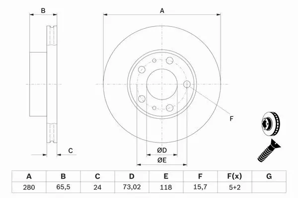 BOSCH TARCZE HAMULCOWE PRZÓD 0 986 479 B34 