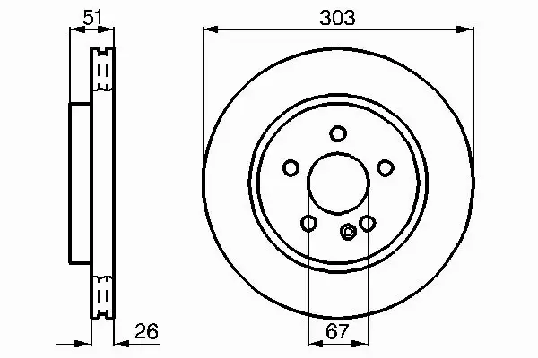 BOSCH Tarcze przód MERCEDES M W163 303MM 