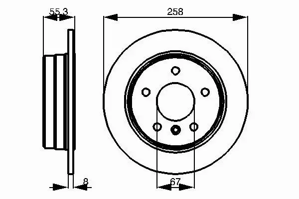 BOSCH Tarcze tył MERCEDES A W168 VANEO 258MM 