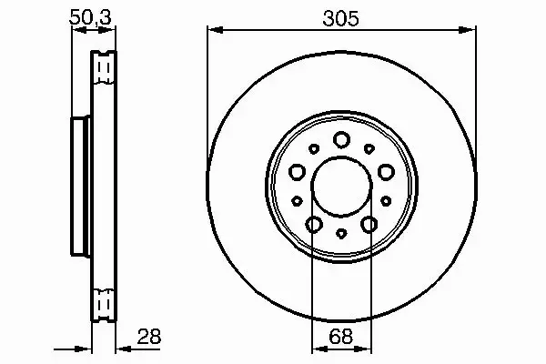 BOSCH Tarcze przód VOLVO S60 S80 V70 II 305MM 