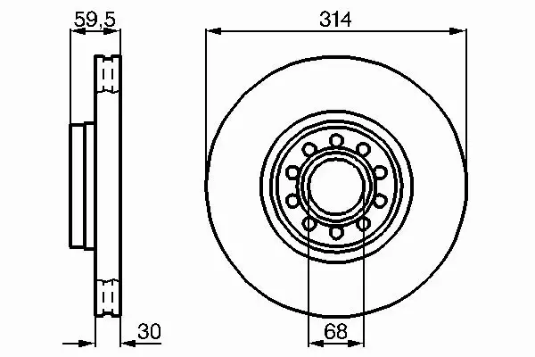 BOSCH Tarcze przód AUDI A8 D2 314MM 