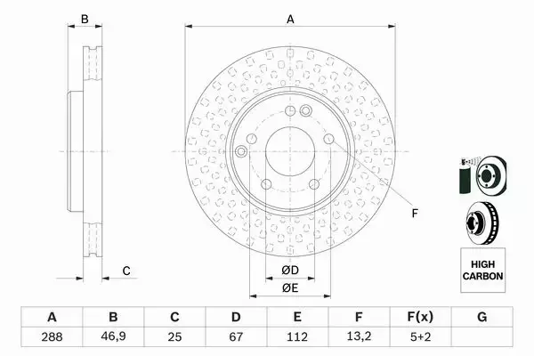 BOSCH TARCZE+KLOCKI PRZÓD MERCEDES C W202 288MM 