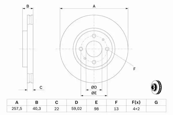 BOSCH TARCZE+KLOCKI PRZÓD ALFA ROMEO MITO 257MM 