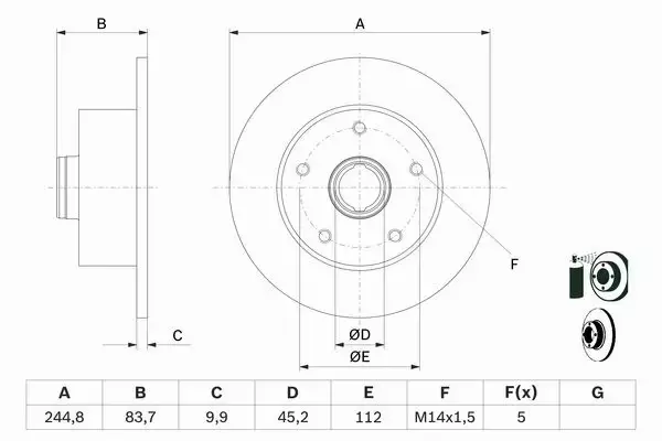 BOSCH Tarcze tył AUDI A4 B5 245MM PEŁNE 