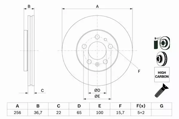 BOSCH TARCZE+KLOCKI PRZÓD+TYŁ AUDI A3 8L1 256MM 