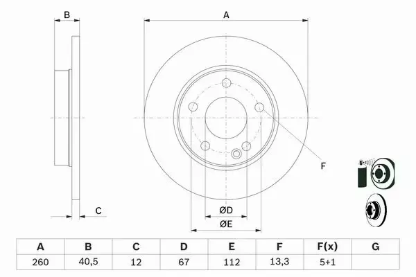 BOSCH TARCZE+KLOCKI PRZÓD MERCEDES A W168 260MM 