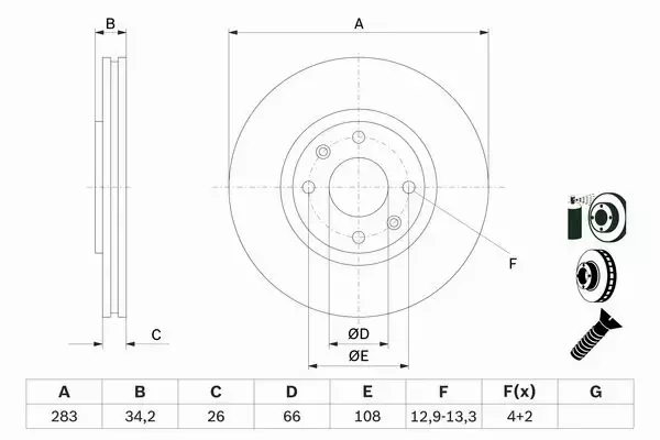 BOSCH TARCZE+KLOCKI PRZÓD+TYŁ PEUGEOT 308 I 283+249MM 