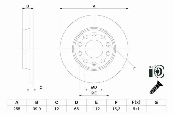 BOSCH TARCZE TYŁ AUDI A4 B6 SEAT EXEO 255MM 