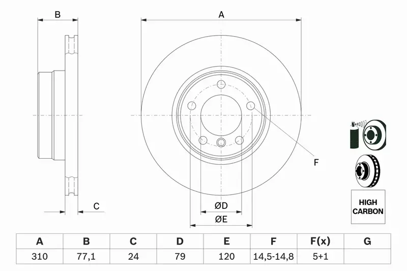 BOSCH TARCZE + KLOCKI BMW SERII 5 E60 E61 PRZÓD  