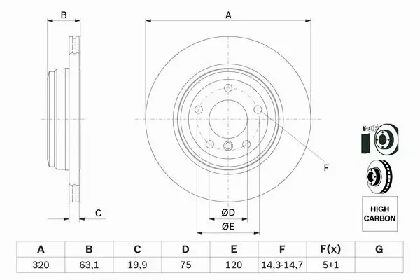 BOSCH TARCZE+KLOCKI TYŁ BMW 6 E63 E64 320MM 