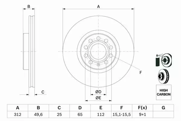 BOSCH TARCZE+KLOCKI P+T VW GOLF VI TOURAN 312MM 