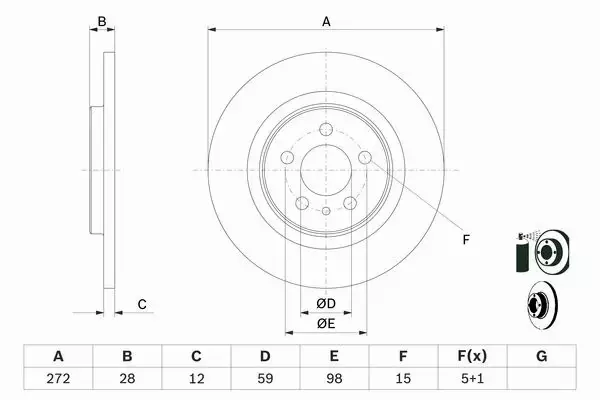 BOSCH TARCZE HAMULCOWE TYŁ 0 986 479 064 