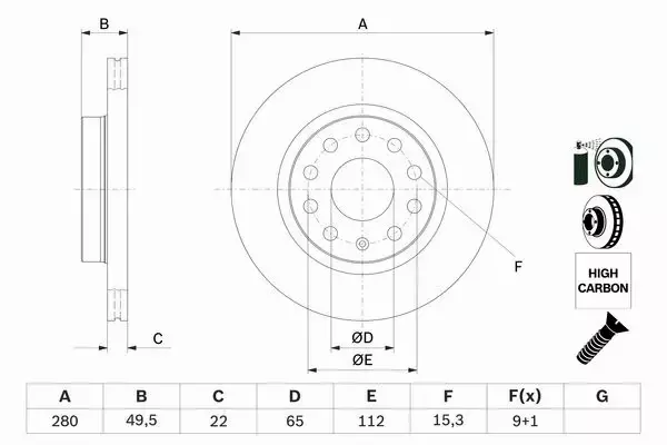 BOSCH TARCZE+KLOCKI PRZÓD AUDI A3 8P 280MM 