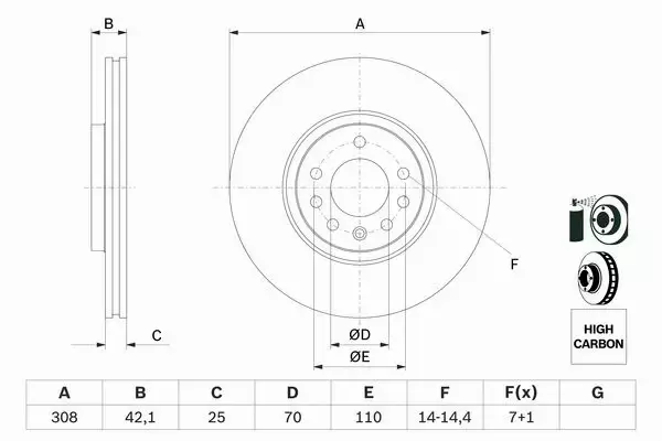 BOSCH TARCZE+KLOCKI PRZÓD+TYŁ OPEL MERIVA B 308MM 