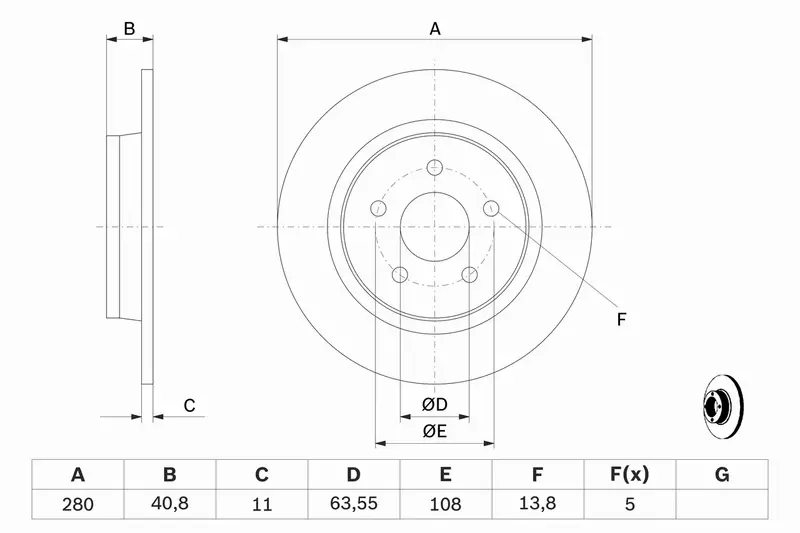 BOSCH TARCZE HAMULCOWE TYŁ VOLVO S40 II V50 FOCUS 