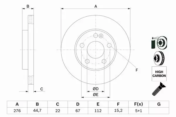 BOSCH Tarcze przód MERCEDES A W169 B W245 276MM 