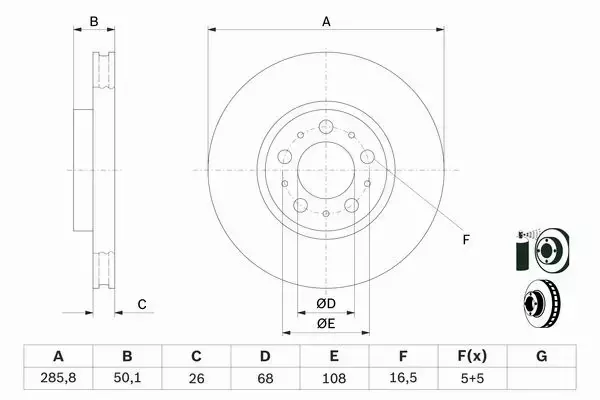 BOSCH TARCZE PRZÓD VOLVO S60 S80 V70 II 285,5MM PR 