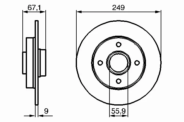 BOSCH Tarcze tył CITROEN C4 PEUGEOT 307 249MM 