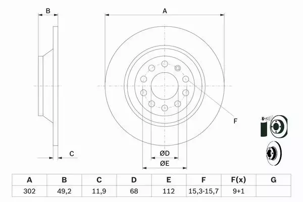 BOSCH Tarcze tył AUDI A6 C6 302MM 