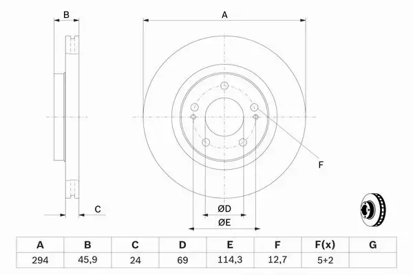 BOSCH TARCZE+KLOCKI P+T CITROEN C-CROSSER 294MM 