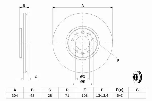 BOSCH TARCZE+KLOCKI P+T CITROEN C5 III 304MM 