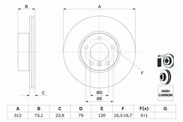 BOSCH TARCZE+KLOCKI PRZÓD BMW 4 F32 F33 F36 312MM 