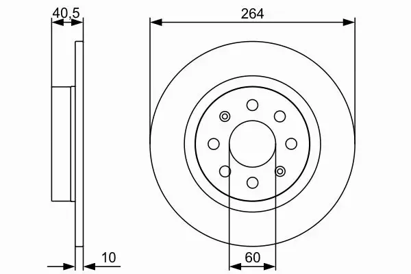 BOSCH TARCZE+KLOCKI TYŁ ABARTH GRANDE PUNTO 264MM 