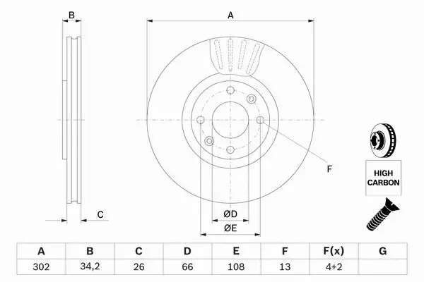 BOSCH TARCZE+KLOCKI P+T CITROEN C4 II DS4 302MM 