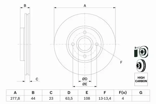 BOSCH TARCZE+KLOCKI P+T FORD FIESTA VI 278MM 