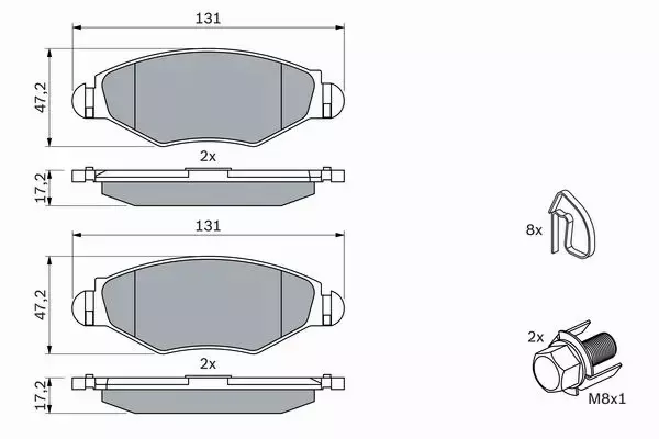 BOSCH Klocki przód PEUGEOT 206 1.1 1.4 1.9 