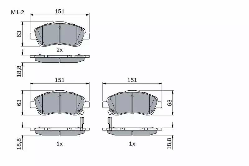 KLOCKI HAMULCOWE BOSCH TOYOTA AVENSIS VERSO PRZÓD 