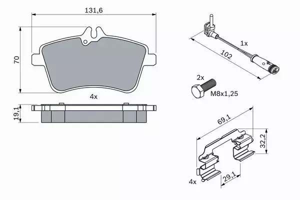 BOSCH Klocki przód MERCEDES KLASA B W245 