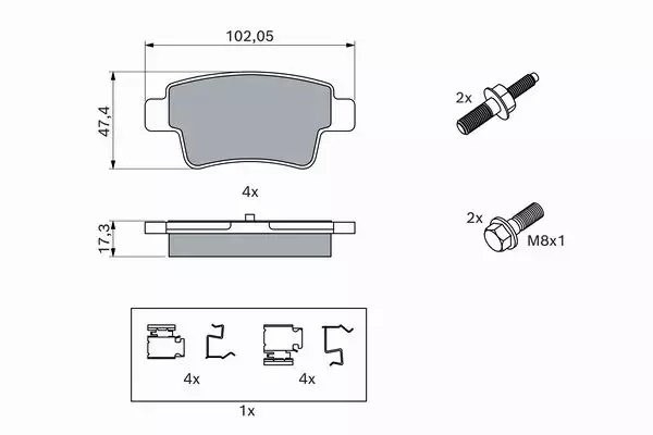 BOSCH TARCZE+KLOCKI TYŁ ABARTH GRANDE PUNTO 264MM 