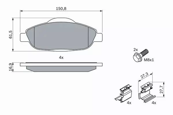 BOSCH TARCZE+KLOCKI PRZÓD+TYŁ PEUGEOT 308 I 283+249MM 