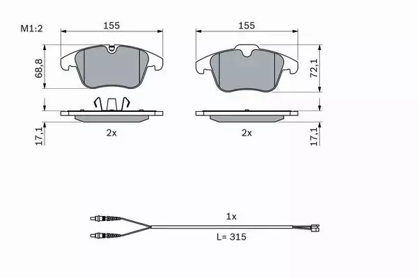 BOSCH TARCZE+KLOCKI P+T CITROEN C5 III 304MM 