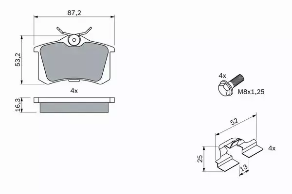 BOSCH TARCZE+KLOCKI PRZÓD+TYŁ PEUGEOT 308 I 283+249MM 