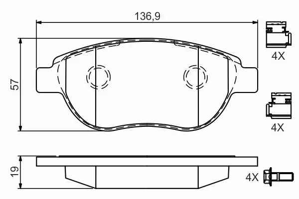 BOSCH Klocki przód PEUGEOT 207 307 CITROEN C4 