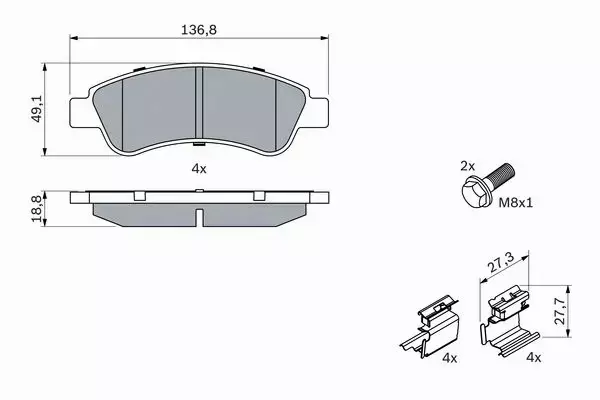 BOSCH TARCZE+KLOCKI PRZÓD PEUGEOT PARTNER I 266MM 