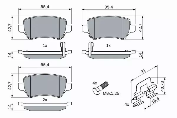 BOSCH TARCZE + KLOCKI OPEL ASTRA G ZAFIRA MERIVA TYŁ  