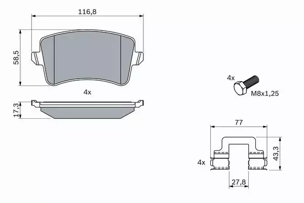 BOSCH TARCZE+KLOCKI P+T AUDI A4 B8 A5 8T 345MM 