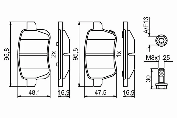 BOSCH TARCZE+KLOCKI TYŁ OPEL CORSA E 264MM 5OTW 