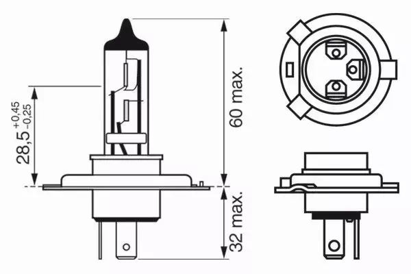 BOSCH ŻARÓWKA H4 PLUS +90% 12V 60/55W P43T 